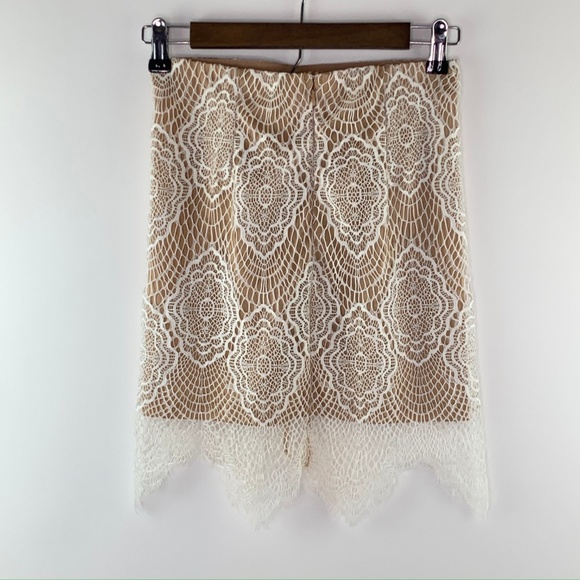 Tobi Womens Skirt Lace Stretchy Fitted Cream S - Picture 2 of 7